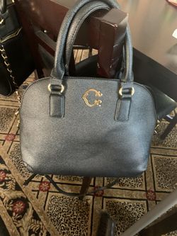 Black leather handbag