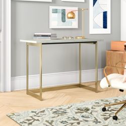 BNIB Celetha PC Desk Marble Table Top Faux White Marble/Gold 