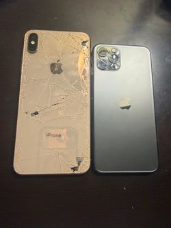 iPhone XS Max 64gb CRACKED SCREEN clean Imei unlocked and iPhone 11 pro(not the max) 256gb BAD IMEI unlocked $200