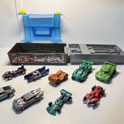 Hot Wheels Race Case Carrier And Dual Car Launcher, 10 pieces 