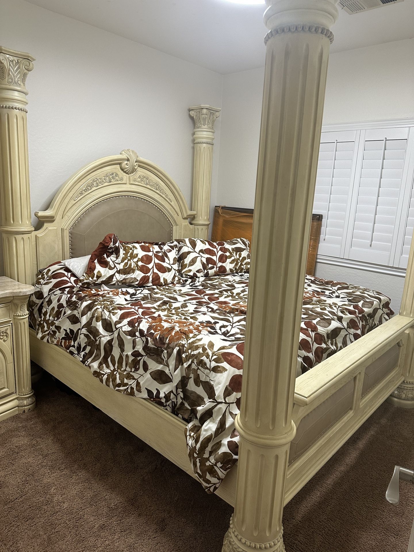 Aico Bone Color King Size Bedroom Set.