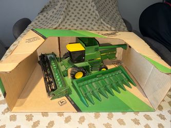 Vintage Ertl John Deere Combine #536 w/ Grain & Corn Heads Box Farm Toy Diecast
