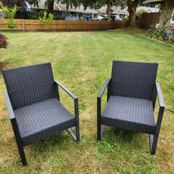 Modern Outdoor/Patio Metal/Wicker Chair PAIR-Excellent Condition!
