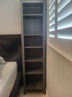 Gray IKEA bookshelf