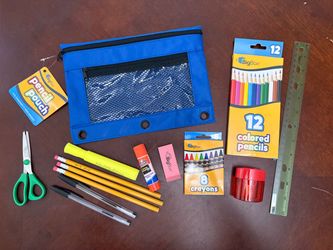 School supplies set with pencil bag
