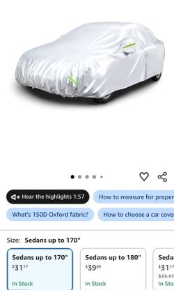 Amazon basic silver car cover sedan up to 200"