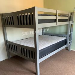 Full Full Grey Bunkbed With Ortho Mattress Included 
