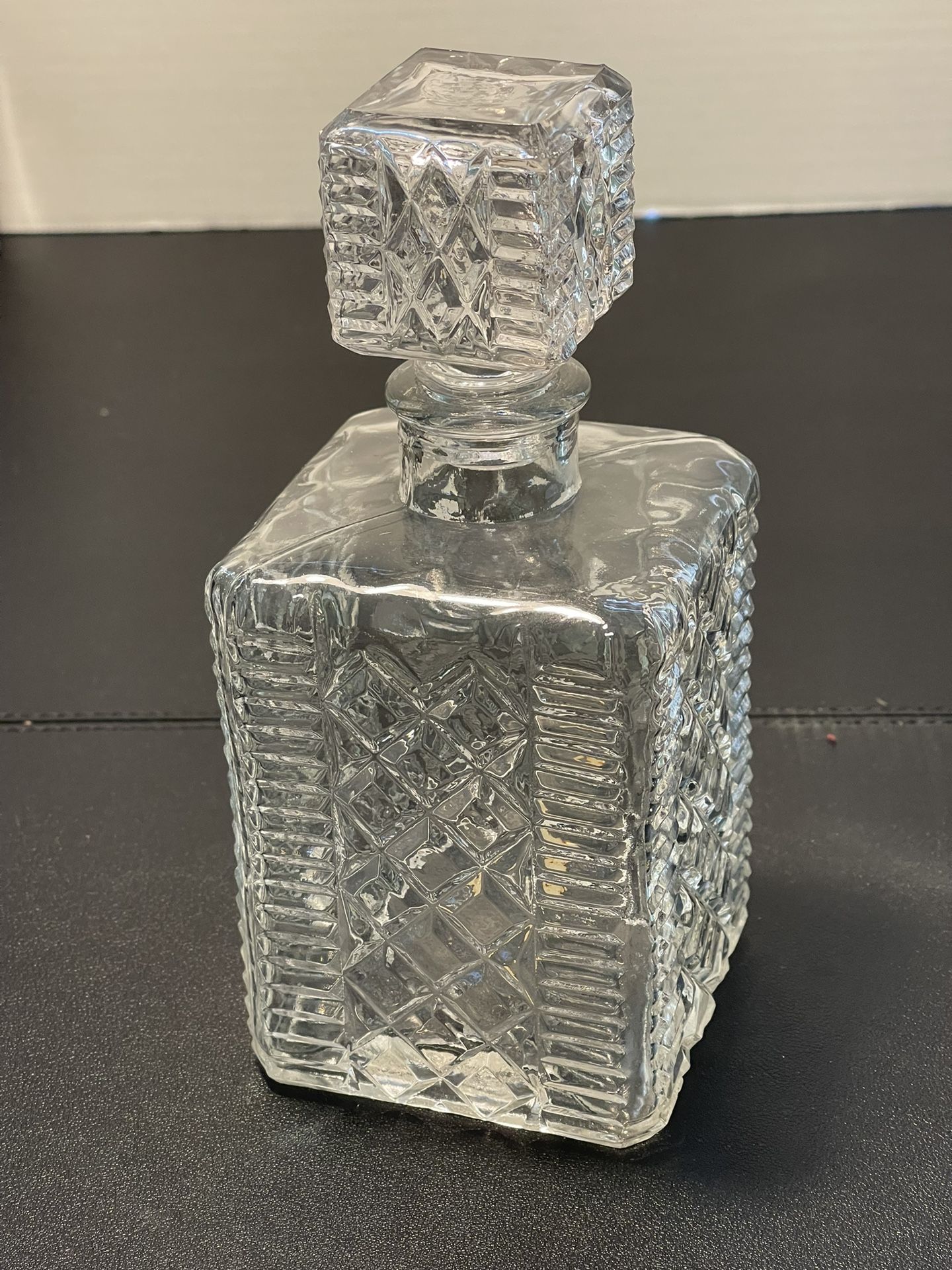 Japan Waterford Style Cut Crystal Vintage 70s Decanter Liquor Brandy Whisky 7.5”