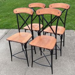 4 Oak Bar Stool Chairs 