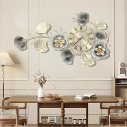 Modern Large Metal Ginkgo Leaf Wall Clock -(unopened)