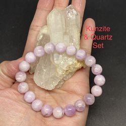Kunzite Genuine Stone Bracelet & Quartz (119g 3in) Set