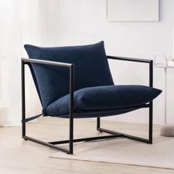 Metal Framed Sling Indoor Accent Chair, Navy 