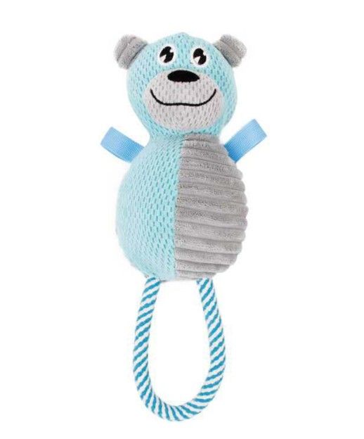 Pet Life Plush Huggabear Natural Jute And Squeak Chew Tugging Dog Toy