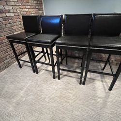 Set of Dark Brown Faux Leather Barstools 18w x 17sd x 30sh x 42h