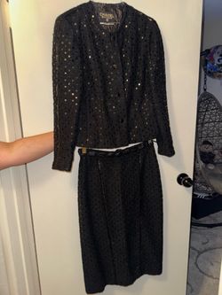 Chanel Suit Black with sequins vintage (2 piece set: jacket and skirt)