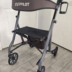 Titan Foldable Rollator Walkers with Seat, 7-Level Adjustable Handles Height, Reliable Parking & Braking System