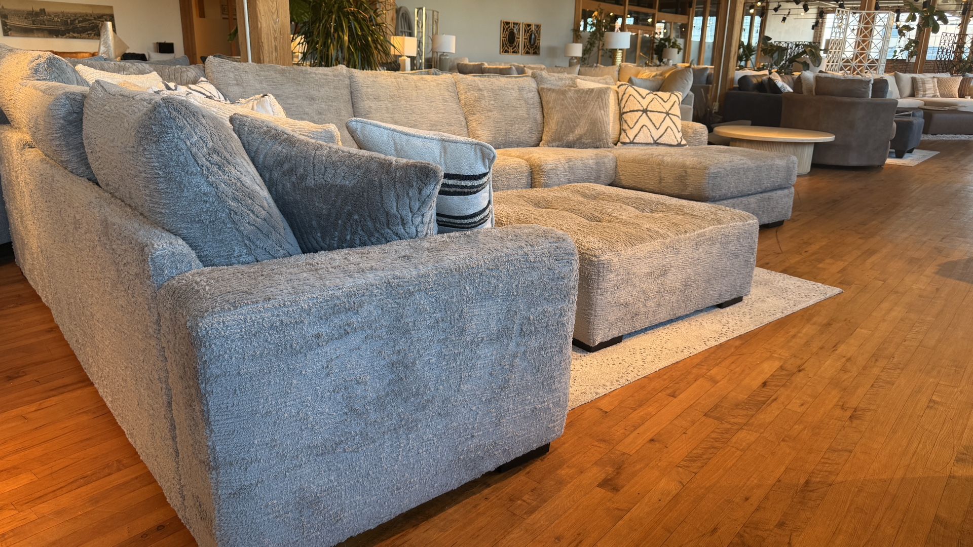 New sectional Sofa with ottoman and pillows