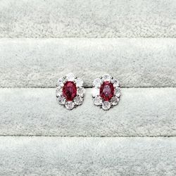 Ruby & Sapphire Halo Earrings