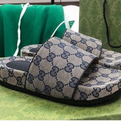 Blue Gg Gucci Slide 
