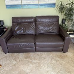 Power Loveseat Recline, Brown Top Grain Leather