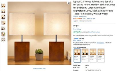 Wood Table Lamp Set of 2