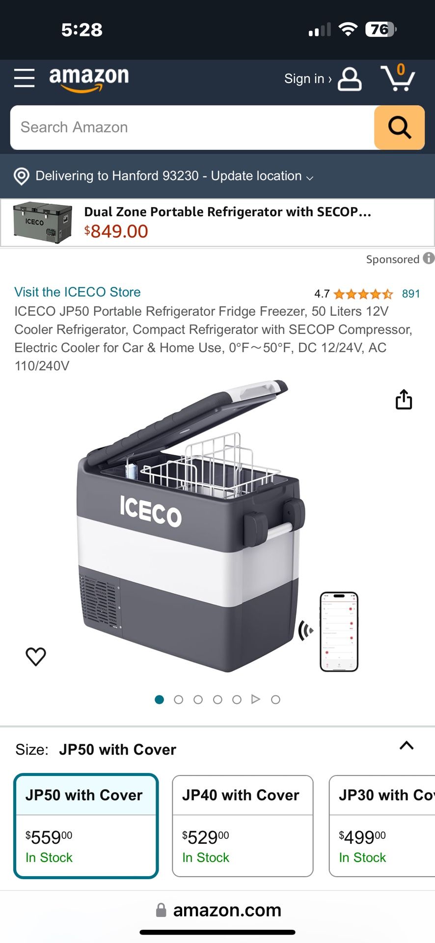 ICECO JP50 Camping & Vehicle Refrigerator & Freezer