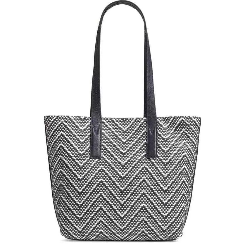 Michael Kors Junie Woven Leather Tote Handbag Admiral Optic White 