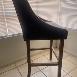 Leather And Wood Stool Chairs, 