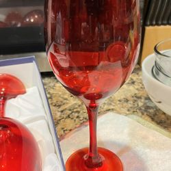 Italy Gold Rim Large Wine Glasses Set Of 4 New Boxed 