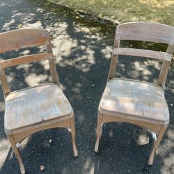 Pair, Vintage School Chairs 