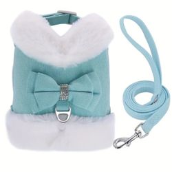 New Tiffany Blue Dog Harness And Leash Set