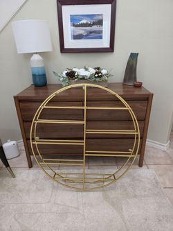 New Round Gold Metal Wall Shelf