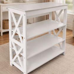 Four-Tier Bookcase in White Wood Finish