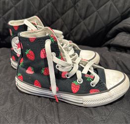 Converse All Star Shoes For Kids Hi Top Strawberries And Black Color Size 12c