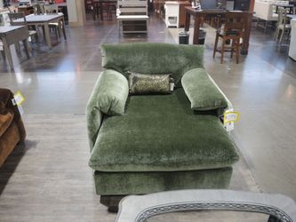 Bauhaus Posh Oversized Chenille Chaise Lounge, Sage Green - Floor Sample