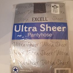 Lot of 6 Pieces -Ultra Sheer Med Grey Color ONE Size Pantyhose - Fits 100-160lbs