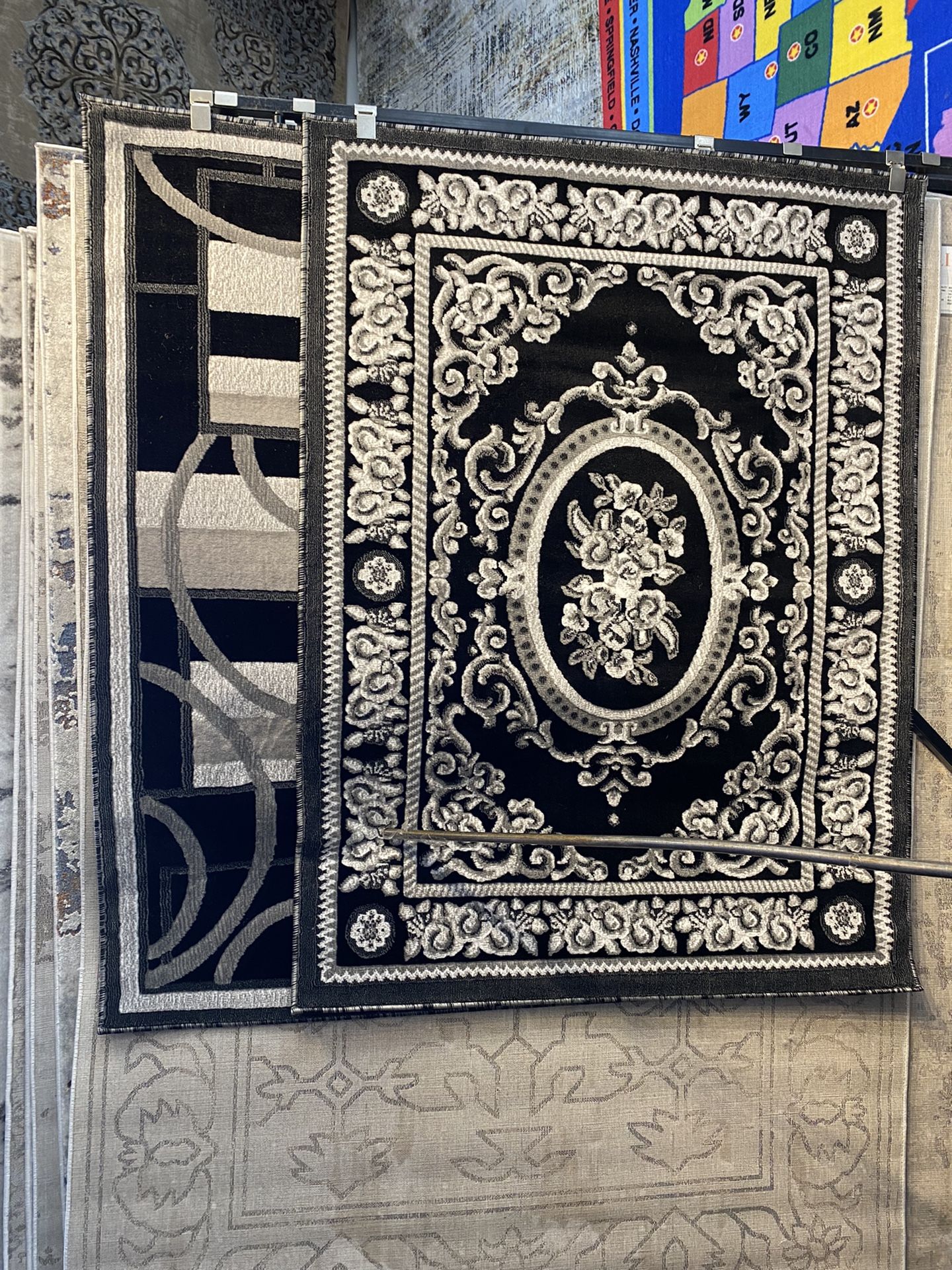 4x6 Area Rugs Carpet Rugs PerSian Design Thick Colors Black Gray