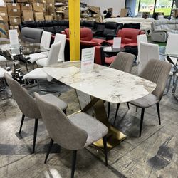 Modern Brilliant Sintered Stone Dining Table with 4 Chairs