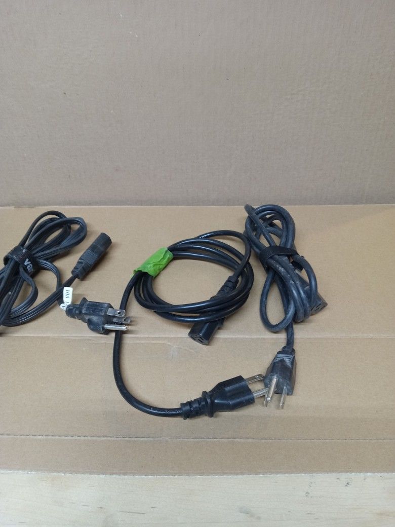 3 Computer Monitor Power Cords 3 Prong 