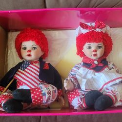 Marie Osmond HUGGS & KISSY RED WHITE & I LOVE BLUE Raggedy Ann Andy Dolls 