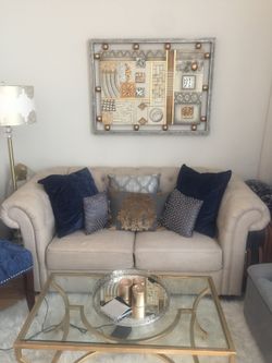 Beige Linen Loveseat Excellent Condition Like New