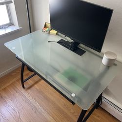Modern desk - frosted glass top