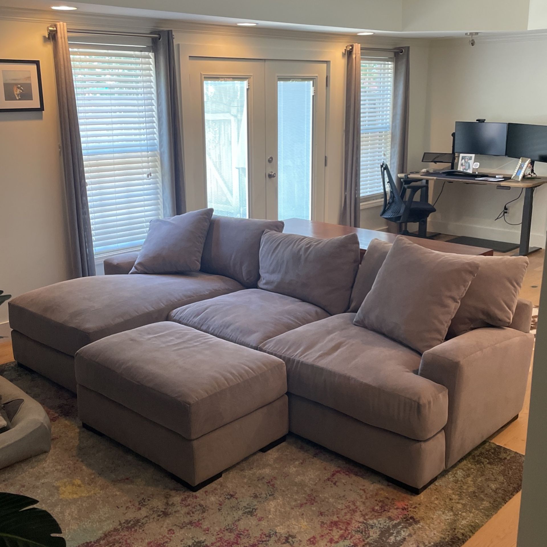 Macys Fabric Chaise Sectional Couch with Ottoman