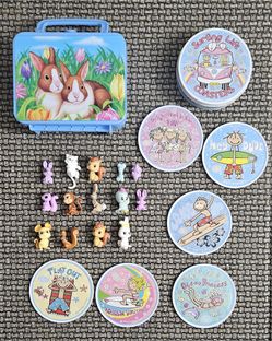 Rabbit Lunch Pail, Mini Animal Figures & Surfing  Life Coasters