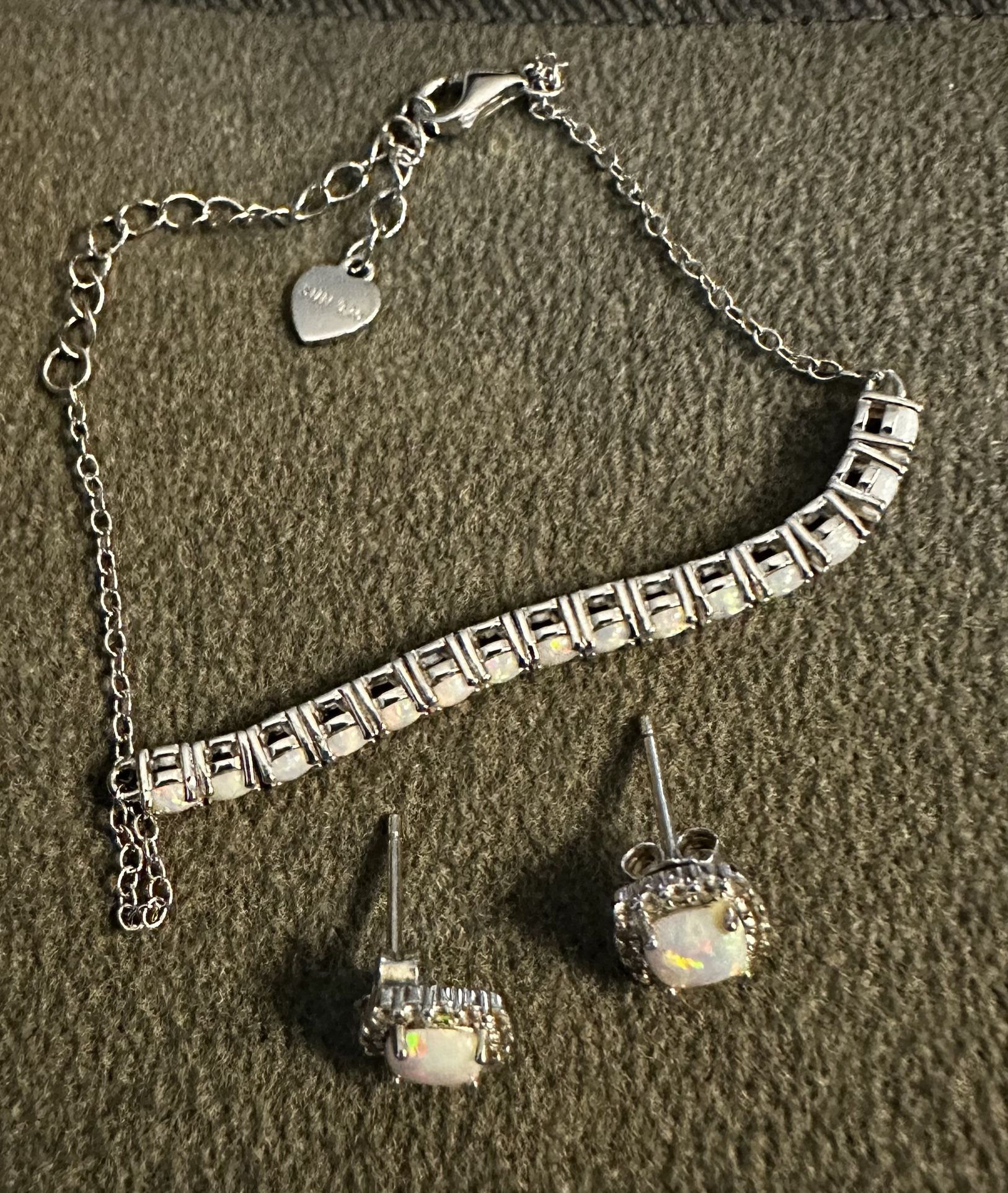 White Opal Bracelet And Earring Set