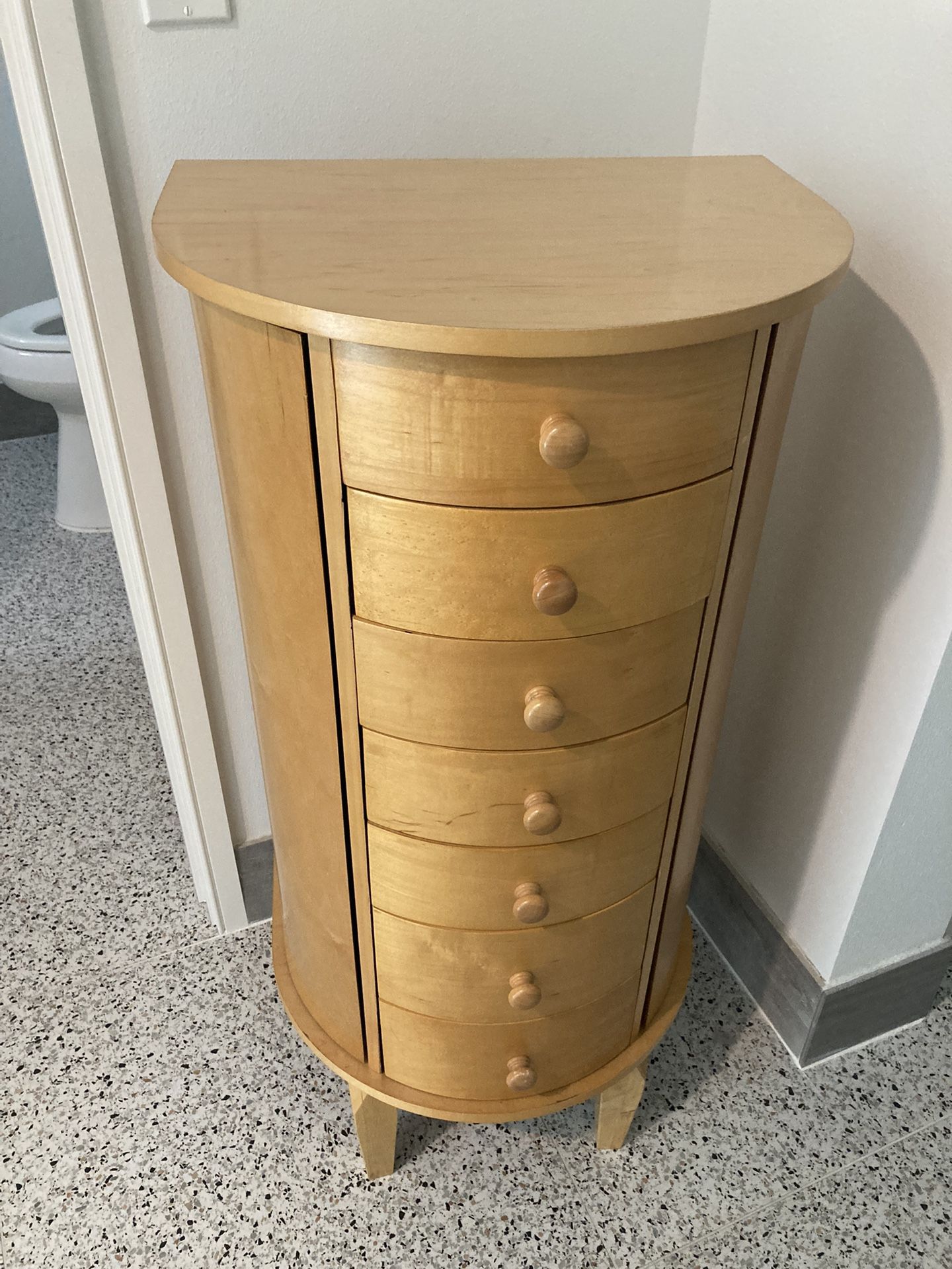 Natural Maple Half-Round Jewelry Armoire