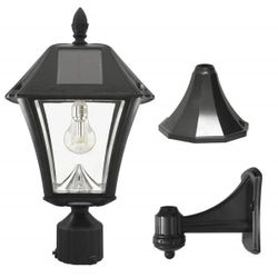 Gama Sonic Baytown II Solar Outdoor Post Light with 3 Mounting Options 3in. Fitter
