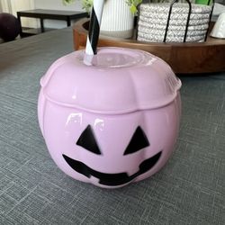 Pink Pumpkin Halloween Cup And Straw