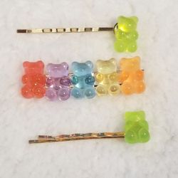 NWT Set of 3 Green  Gummy Bear Hair Assesories
