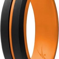 ROQ Men's Silicone Rings - Mens Silicone Wedding Band & Rubber Engagement Ring for Men - Breathable Comfort Fit Silicone Rings for Him - Engraved Midd